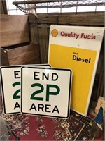 2X PARKING SIGNS AND SHELL DIESEL BOWSER FRONT