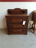 WALNUT WASH STAND WITH BACK SPLASH & CANDLEHOLDERS