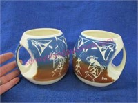 pair of pottery southwest coffee mugs