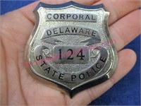 vintage delaware state police corporal badge #124