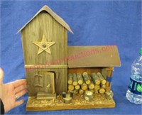 decorative miniature wood shed - 13in tall