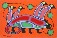 Norval Morrisseau's "Orange Otter" Original