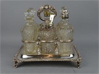 Beautiful Silver Plate & Crystal Cruet Set