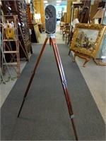 Antique Video Camera on Wooden Tripod