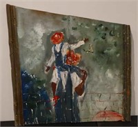 L. JONES - Painted Folk Art Tin Panel