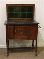 Antique Marble Top Washstand w/ Tile Backsplash