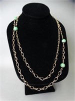 Gold Necklace w/ Jade Beads