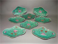 Lot of 8 Chinese Famille Rose Footed Dishes