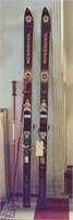 Set of Rossignol snow skis and poles