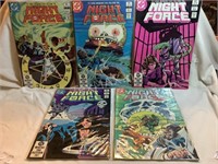 (5) DC Night Force 1982 Comic Books #2,3,4,5 & 6