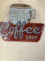New Metal Hot Coffee Shop Wall Sign