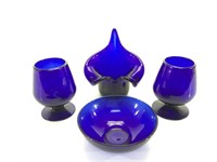 Cobalt Blue Glassware -Cups,Candle, Bowl