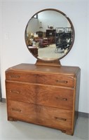 Art Deco 3 Drawer Dresser with Mirror