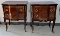 Pair Inlaid  Antique End Tables With Ormolu Decor