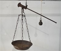 Antique Trader's Steelyard Scale Pan & Weight