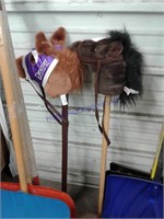 Pair of kid's stick ponies