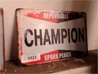 Champion tin sign (new), 12 x 8