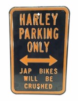 Heavy Enameled "Harley Parking" Sign