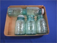 (5) Blue Ball Mason Jars - A