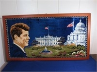 *Framed Tapestry of JFK, White House & Capitol
