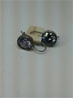 Silver 925 earrings with bright mauve stones sugg