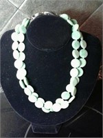Light green agate double strand necklace with