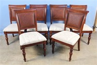Six Antique Style Dining Chairs w/ Rattan Backs