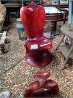 Carved Australian mahogany chair & foot rest 1987