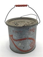 Vintage Galvanized Minnow Bucket w/Floating Sieve