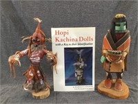 Two Kachina Dolls & Kachina Book