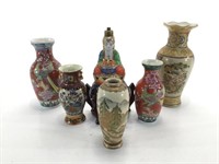 Porcelain Figure Lamp Base & Vases