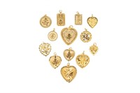 THIRTEEN CHINESE GOLD PENDANTS