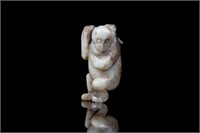 CHINESE JADE CARVED MONKEY AND PEACH