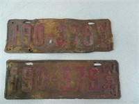 Matching Set of Wisconsin 1923 License Plates