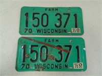 Matching Set of Wisconsin 1970 Farm License