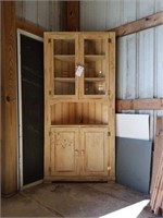 Modern Painted Corner Cupboard w/Glass Doors