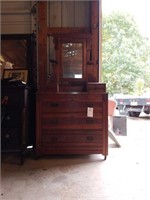 Walnut Dresser w/Marble Insert & Mirror