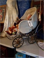 White Wicker Baby Stroller