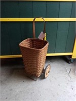 Early Wicker Shopping Cart w/Wheels