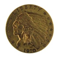 1910 Indian Head $2.50 Gold Quarter Eagle