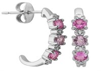 Pink Sapphire, Amethyst & Diamond Post Earrings