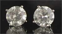 14kt Gold 2.11 ct Round Diamond Stud Earrings