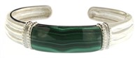 Quality Natural Green Agate Sterling Cuff Bracelet