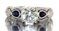 14kt Gold 2.60 ct Sapphire & Diamond Ring