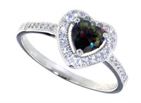 Beautiful Mystic Topaz Heart Solitaire Ring