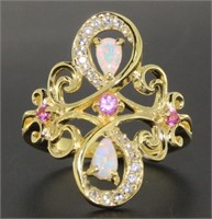 Stunning Pink Sapphire & Opal Dinner Ring