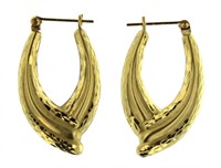 14kt Gold XX-Large Elongated Hoop Earrings