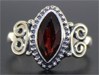 Antique Style Natural Garnet Marquise Ring