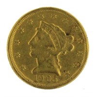 1905 Liberty Head $2.50 Gold Quarter Eagle