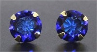 14kt Gold Round 3.00 ct Sapphire Stud Earrings